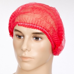 PLEATED RED MOB CAP POLY 100