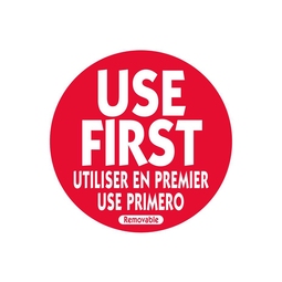 50mm Circle "Use first" label removable
