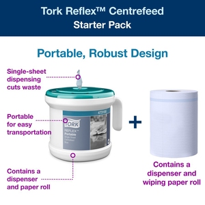 Tork Reflex Centrefeed Paper Towel and Dispenser White and Turquoise M4